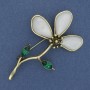 Flower Brooch Pendant with Golden Rhinestones, Golden Metal, 70×45 mm+