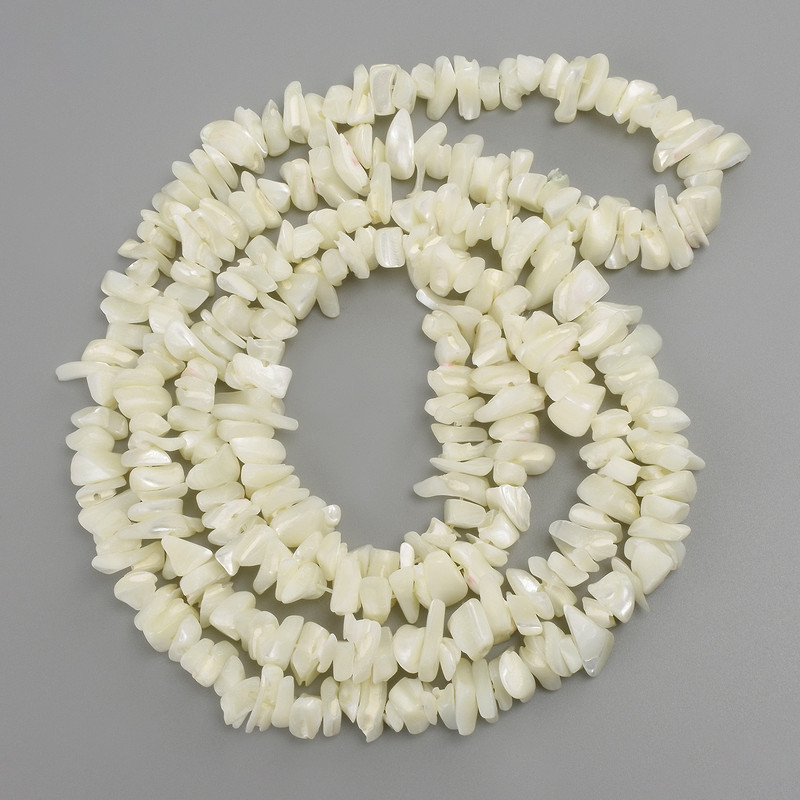 Mother-of-Pearl Microbeads, 9-12×2-5 mm, 84 cm on thread