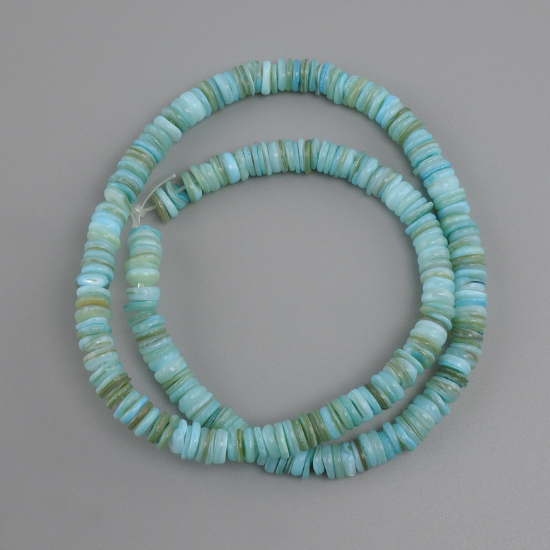 Scapharca shell rondelle beads, diameter 6×1.5-2 mm, length 38 cm ± on thread