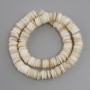 Scapharca shell beads, rondelle, 10 mm diameter, 1.5–2 mm thick, 38 cm length on thread