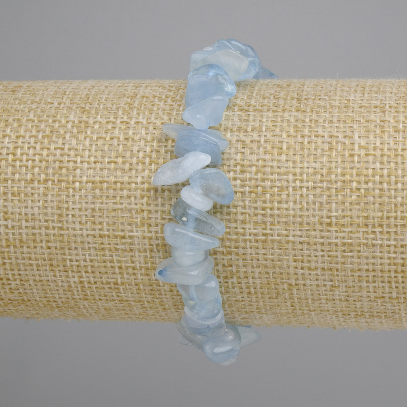 Aquamarine Chip Bracelet, diameter 7-14×2-7 mm, length 18 cm, stretch