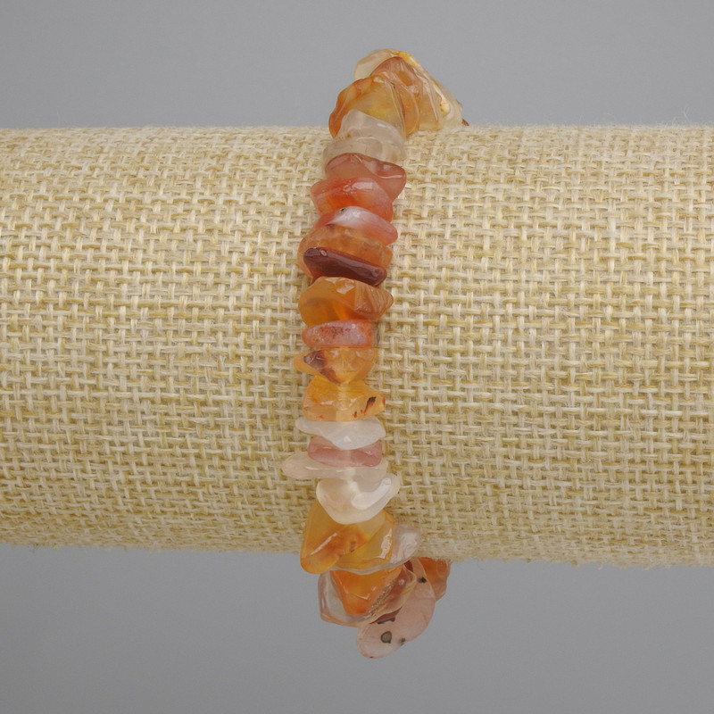 Carnelian chip bracelet, 8-13×2-4 mm, length 18 cm, elastic