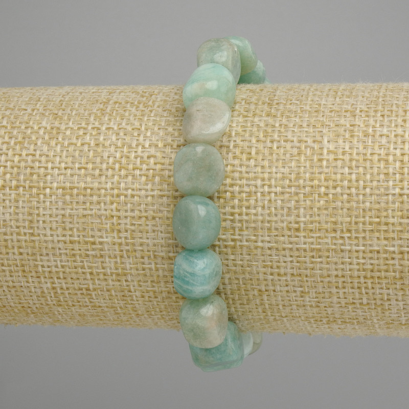 Amazonite Bracelet with Tumbled Beads, diameter 9.5–10.5×10–11 mm ±, length 18 cm ±, elastic/stretch