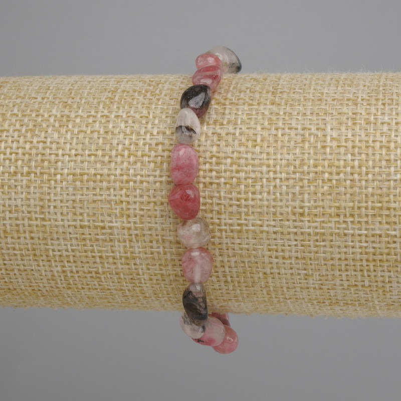 Rhodonite faceted bead bracelet, diameter 7–13×6–7 mm, 5 mm ±, length 18 cm ±, stretch