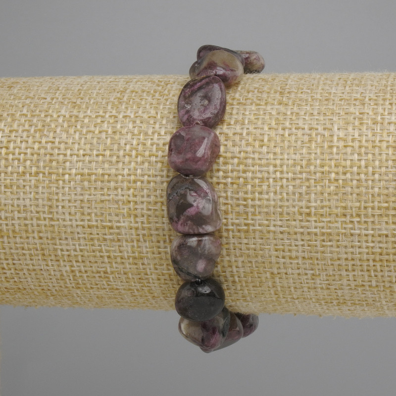 Tourmaline tumbled bracelet, bead diameter 10-14×10-11 mm, length 18 cm ± stretch
