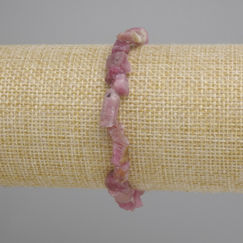Tourmaline Bracelet with Unpolished Stones, bead diameter 4–10×5, 5–8 mm ±, length 18 cm ± elastic