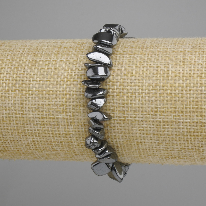 Hematite Chip Bracelet, bead diameter 6-10 mm, bead size 5×3-6 mm, length 18 cm +/- stretch