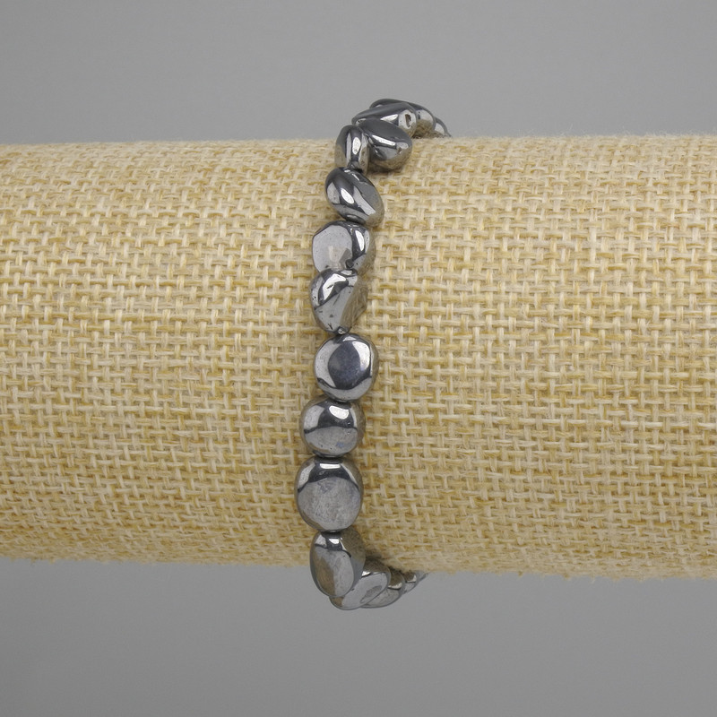 Hematite Faceted Bracelet, diameter 6-10×7-7 mm, 5 mm ±, length 18 cm ± stretch