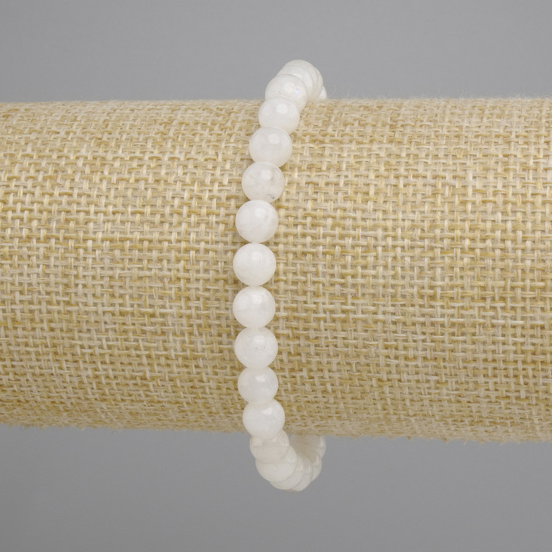 Adularia Bracelet with Smooth Beads, 6 mm diameter, 18 cm length, stretch
