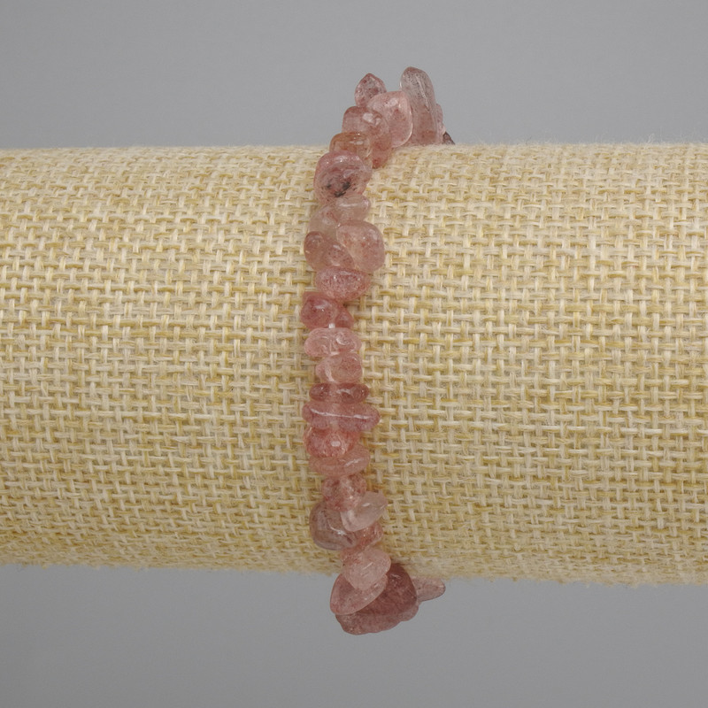 Bracelet Strawberry Quartz Chips, diameter 5-11×4-7 mm ±, length 18 cm ±, stretch