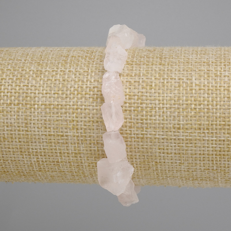 Rose Quartz Bracelet with Natural Rough Stones, bead diameter 7-11×7-11 mm, length 18 cm ±, stretch