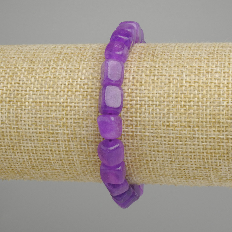 Sugilite Cube-Bead Bracelet, 7–8 mm diameter, 18 cm length, stretch