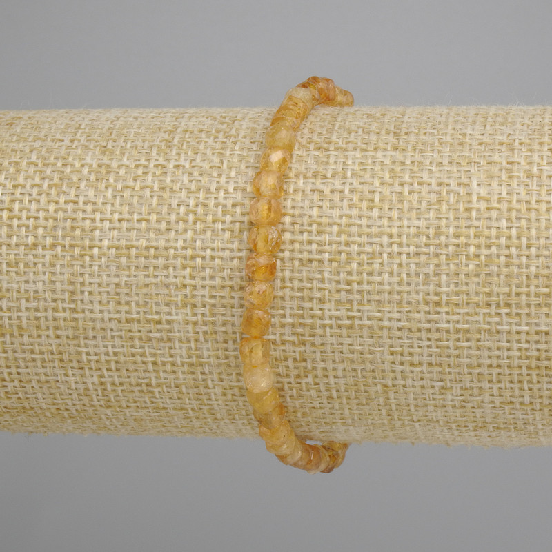 Citrine Faceted Cube Bracelet, 4x4 mm, length 18 cm, elastic