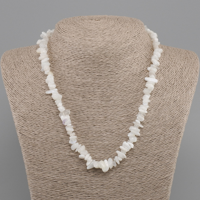 Adularia Chip Necklace, diameter 5-12×2-6 mm (±), length 45 cm with a 5 cm extender chain