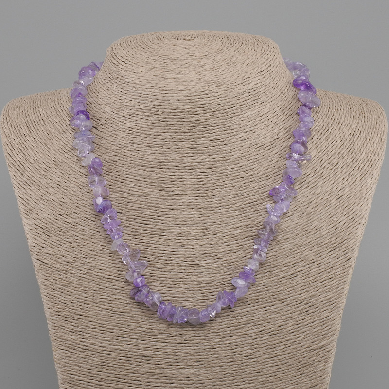Amethyst Chip Necklace, diameter 6-10×3-8 mm, length 45 cm with a 5 cm extender chain