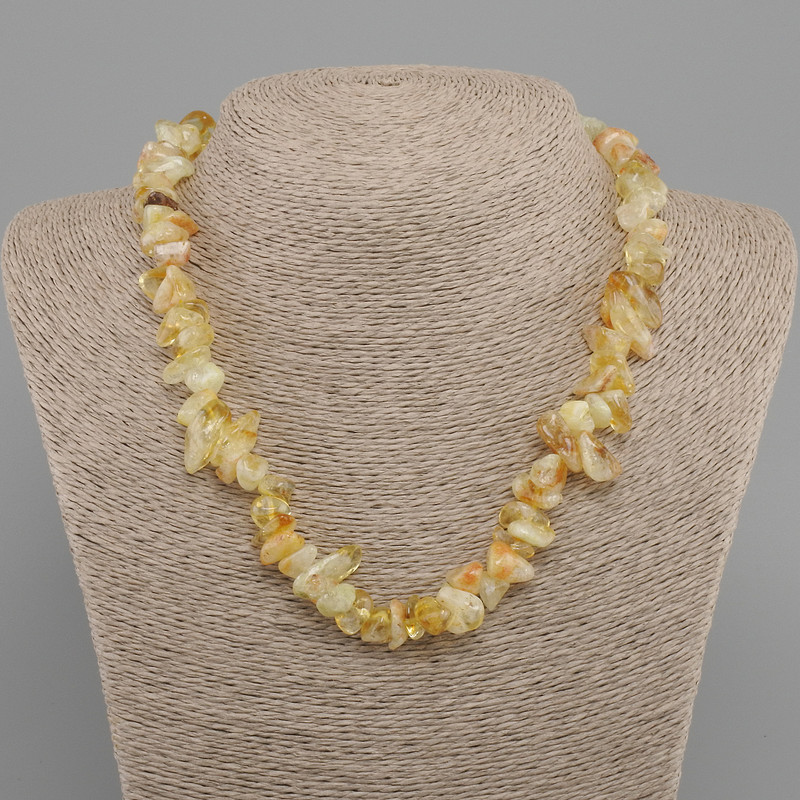 Necklace Citrine Chips, 9–20×5–10 mm, length 45 cm + 5 cm extender chain