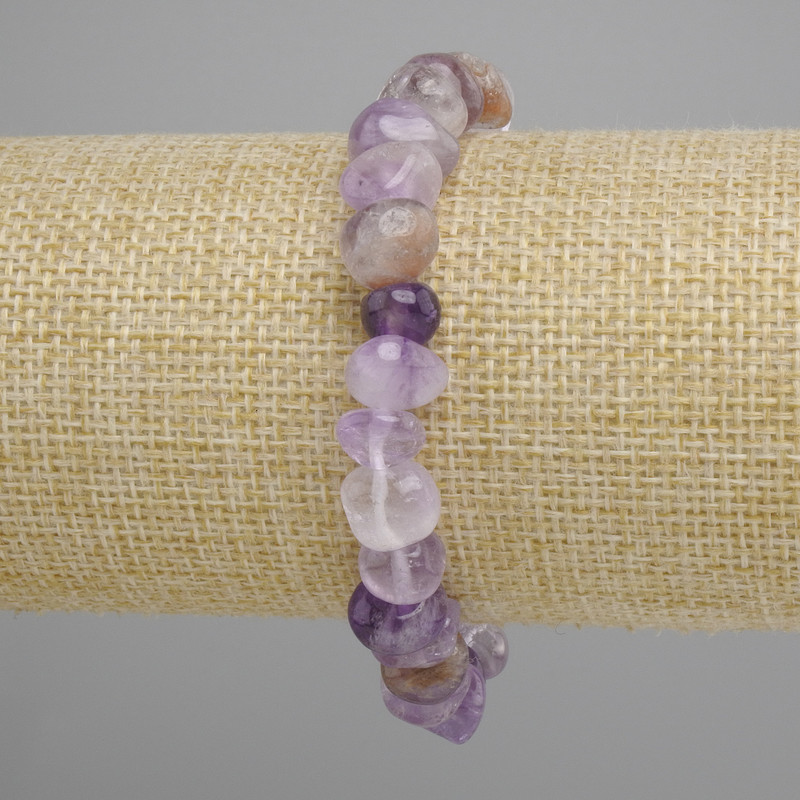 Amethyst tumbled bracelet, bead diameter 9–11×4–8 mm, 5 mm ±, length 18 cm ±, stretch