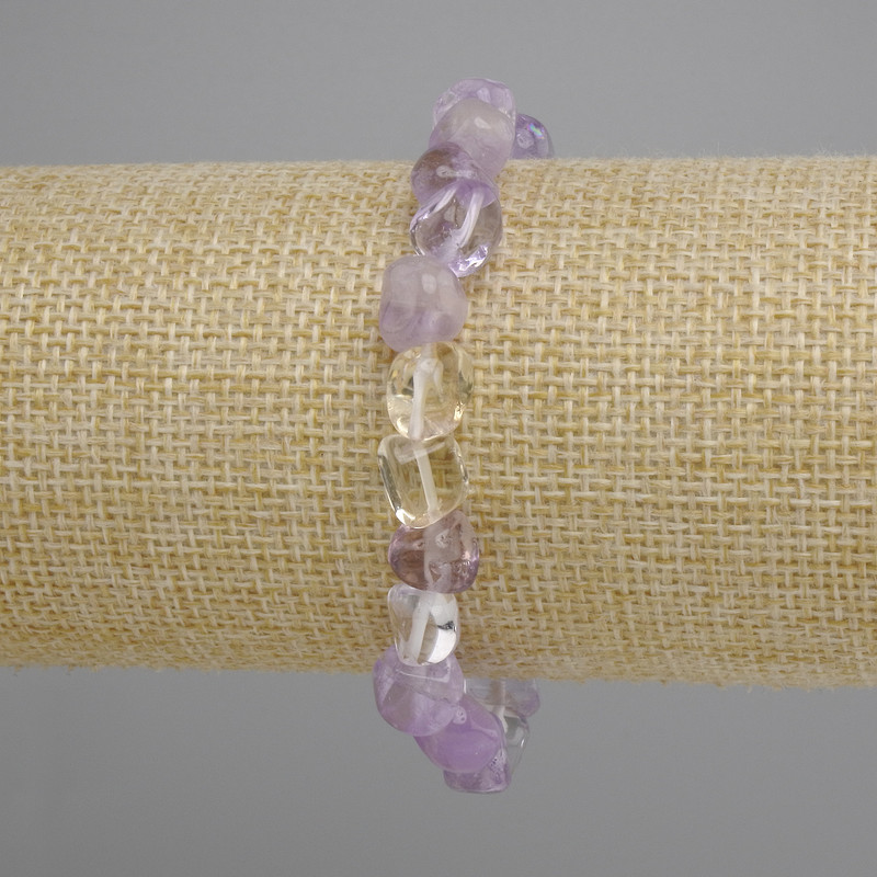 Amethyst tumbled bracelet, diameter 7.5-9-8-9 mm ±, length 18 cm ±, stretch