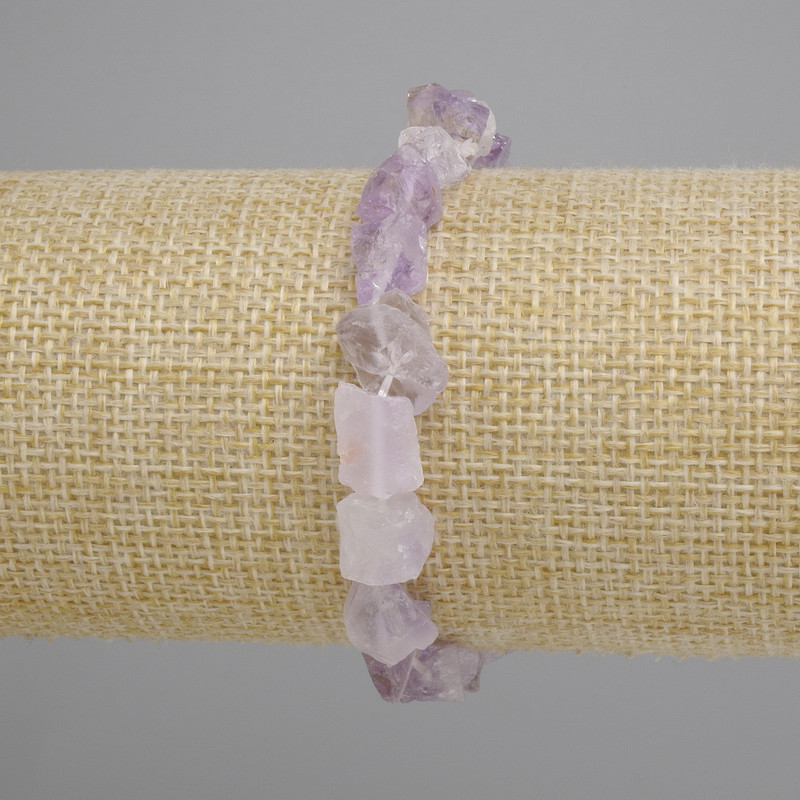 Amethyst Bracelet with Unpolished Stones, diameter 6-10×8-13 mm, length 18 cm ±, stretch
