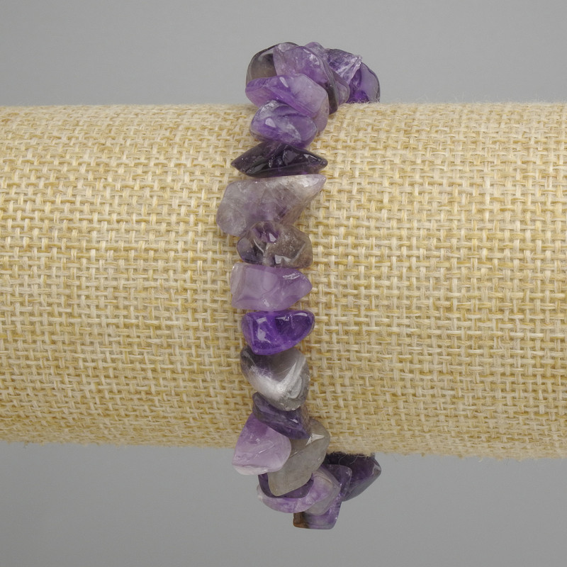 Amethyst chip bracelet, diameter 12–15×7–9 mm, 5 mm ±, length 18 cm, elastic