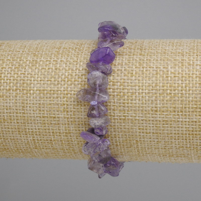 Amethyst Chip Bracelet on Stretch Cord, 7–10×2–4 mm, 18 cm length