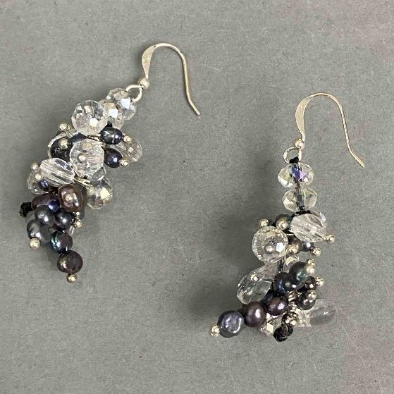 Earrings 'Pearls Czech Crystal', length 50 mm +