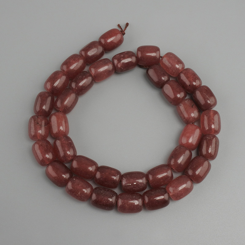 Strawberry Quartz Barrel Beads, 11x9 mm, length 38 cm ±