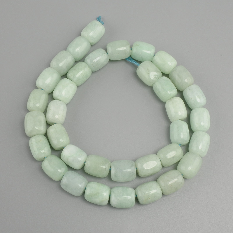 Jadeite beads, barrel-shaped, 11×9 mm diameter, 38 cm length