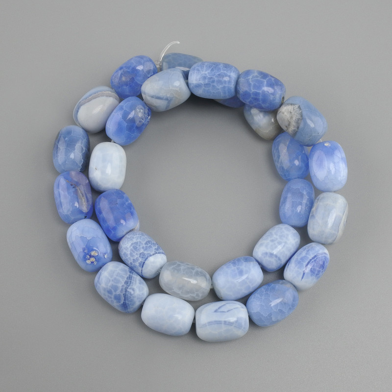 Agate barrel beads, 14x10 mm, on a 38 cm thread ±
