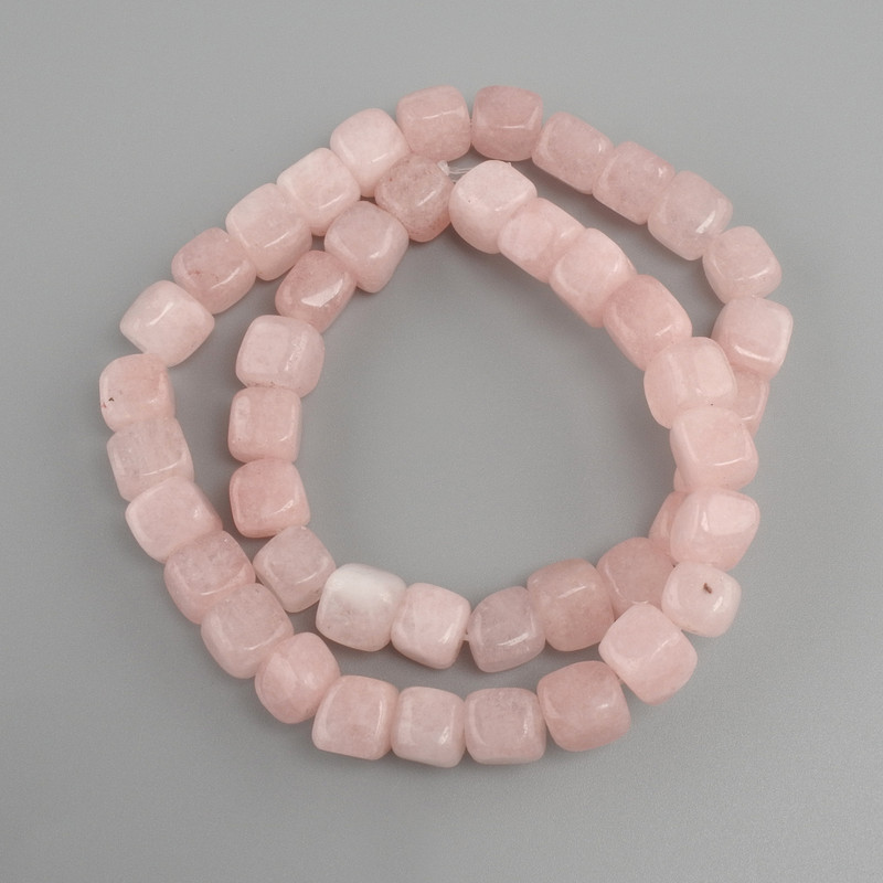 Pink cube beads, 8 mm diameter, 38 cm length