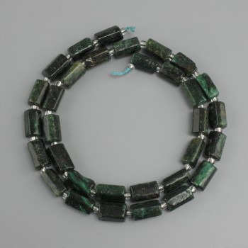 Beads Emerald faceted, diameter 10, 5×5-6 mm +-, seed beads 3 mm +-, length 39 cm +-