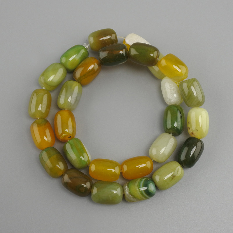 Agate Barrel Beads, 14×10 mm, 39 cm length on thread