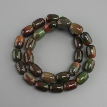 Agate barrel beads, 14x10 mm, approx. 39 cm on thread