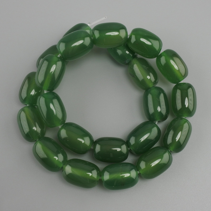 Agate Barrel Beads, 18×13 mm, length approx. 39 cm, on thread