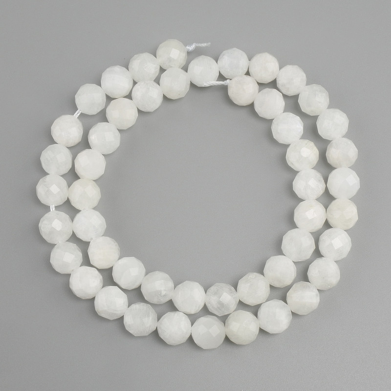 Adularia faceted beads, 8 mm diameter, 39 cm length