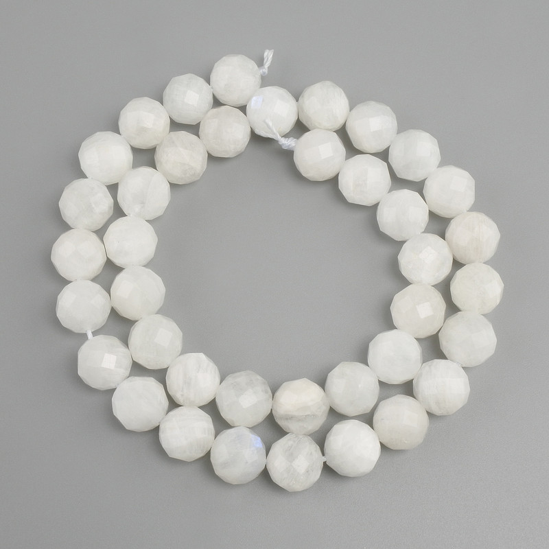 Adularia Beads, Faceted Round Beads, 10 mm Diameter, 38 cm Length ±