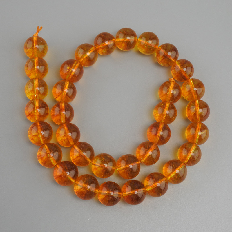 Beads Citrine, smooth round beads, diameter 12 mm ±, length 37 cm ±