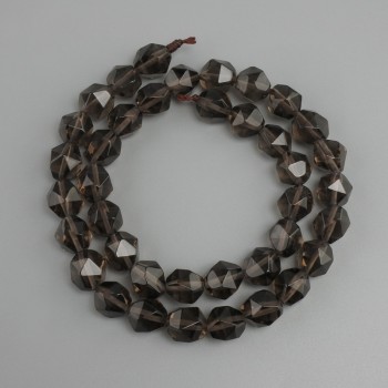 Faceted Smoky Quartz Beads, 10x9 mm, 37 cm length ±