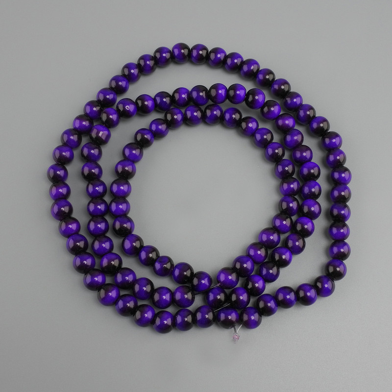 Beads Purple Tiger's Eye (per piece) smooth spheres, 8mm diameter ±, 80cm long ± on beading thread