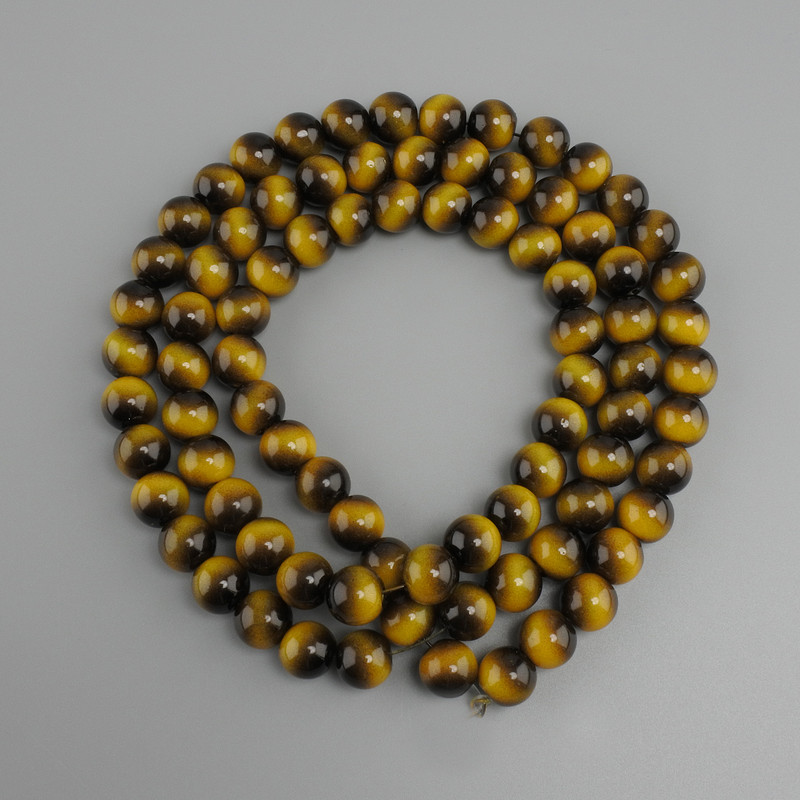 Tiger's Eye Beads (Synthetic) Smooth Round Beads, 10mm Diameter ±, 80cm Length ±, on Monofilament