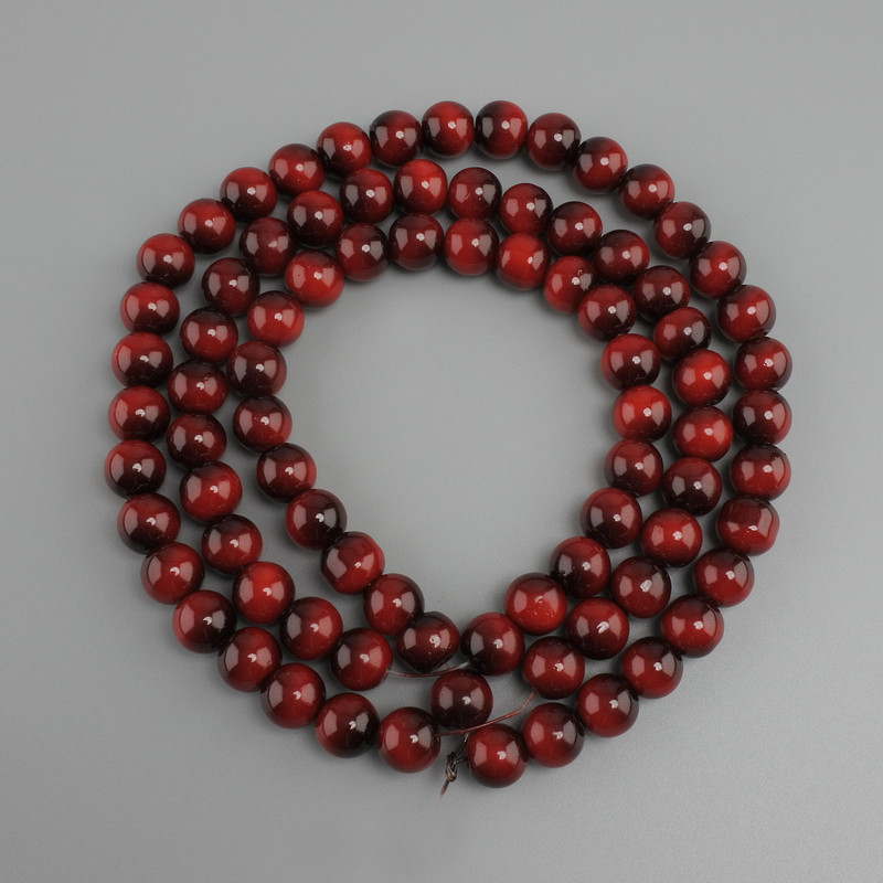 Red Tiger's Eye Beads (per piece) Smooth Round Beads, 10mm diameter, 80cm length, on thread