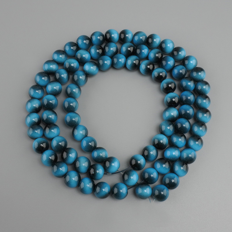 Beads Azure Tiger's Eye (synthetic) smooth ball, diameter 10mm±, length 80 cm ± on thread