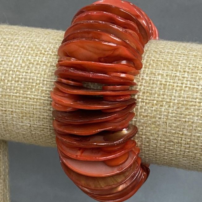 Mother-of-Pearl Bracelet, 18 cm Length, Stretch