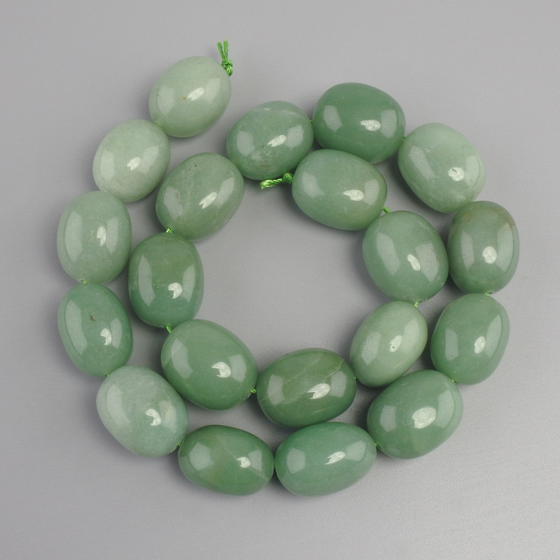 Nephrite Beads, Oval, Tumbled, 19–20×15–16 mm, Length 39 mm ±
