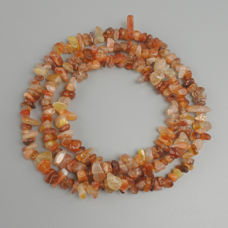 Carnelian Chip Beads, diameter 6-14×4-6 mm, 5 mm±, length about 78 mm on thread