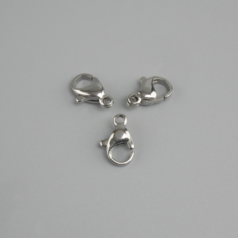 Price per 1 pc. Carabiner clasp, silvery color, 10×5 mm