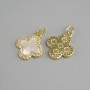 Price per 1 pc. Pendant Mother-of-Pearl in Golden Metal, diameter 16×14mm+-, length 19mm+-