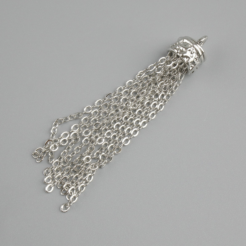 Price per 1 pc. Pendant 'Chains' in silver-tone metal, 8 mm diameter, 50 mm length