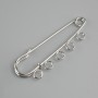 Brooch base with pin 50x12mm ± silver-tone metal