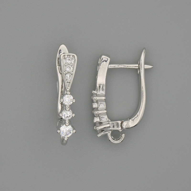 Ear wires for earrings, silver-toned metal, 18×3.5 mm – pair